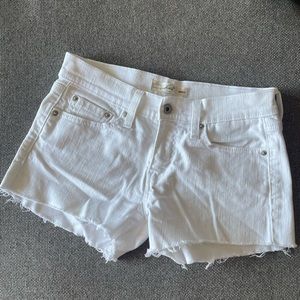 Levis White Shortie Shorts Raw Hem 0